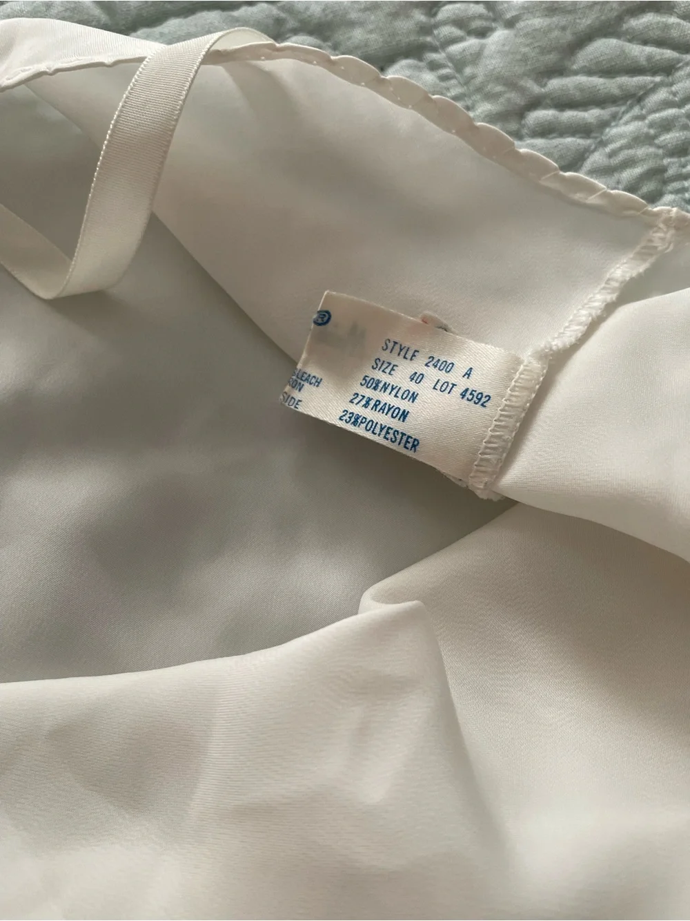 Vintage Union Made in USA Women's White Nylon Rayon Blend Slip Dress Camisole